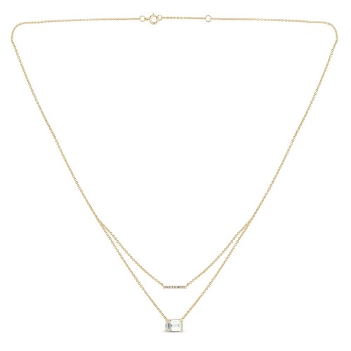 Collier Lou toi et moi pierre fine et diamant en or 18 carats
