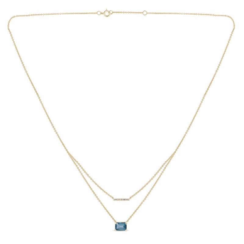 Collier Lou toi et moi pierre fine et émeraude en or 18 carats