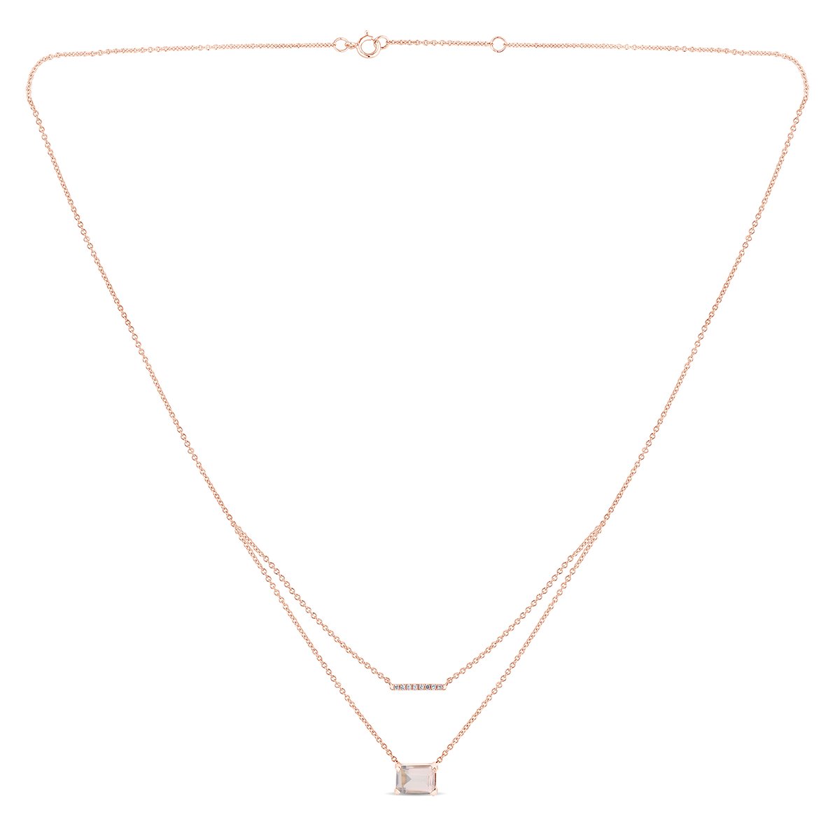 Collier Lou toi et moi pierre fine et diamant en or 18 carats