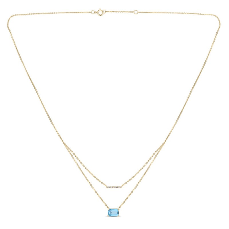 Collier Lou toi et moi pierre fine et émeraude en or 18 carats