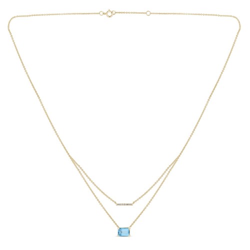 Collier Lou toi et moi pierre fine et émeraude en or 18 carats