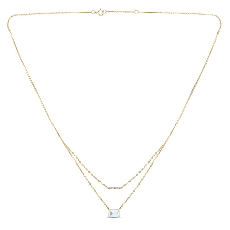Collier Lou toi et moi pierre fine et émeraude en or 18 carats