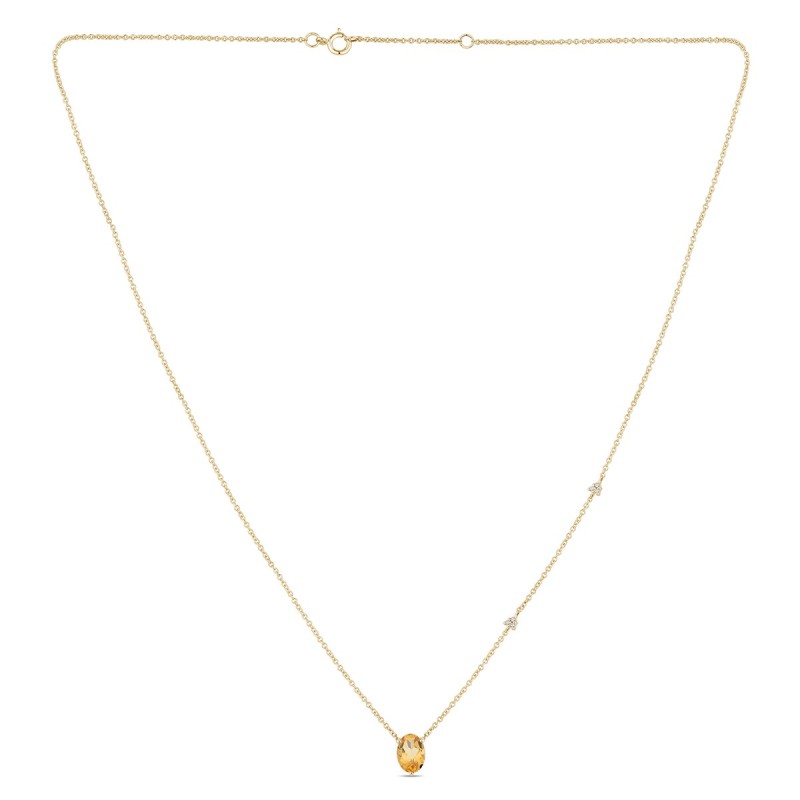 Collier Lou serti clos pierre fine et diamant en or 18 carats
