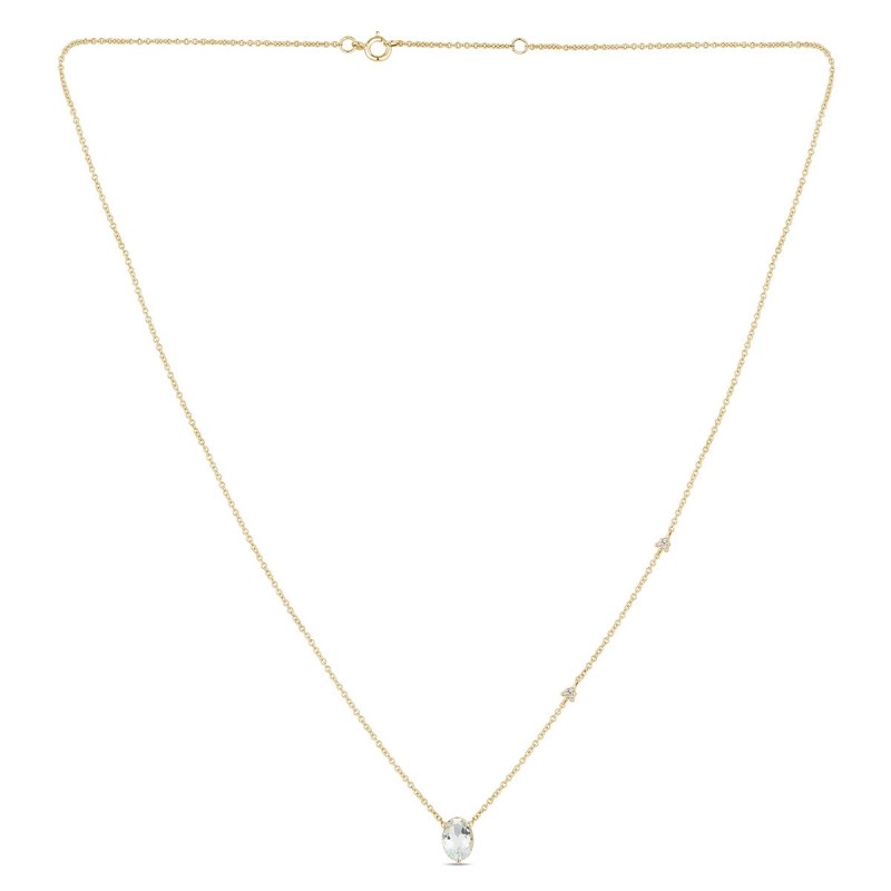 Collier Lou serti clos pierre fine et diamant en or 18 carats