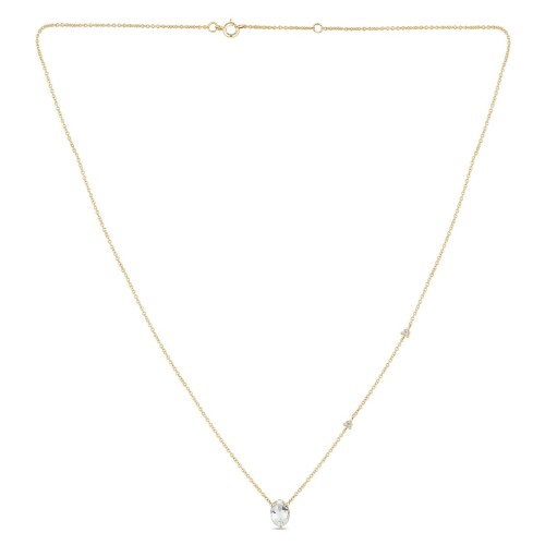 Collier Lou serti clos pierre fine et diamant en or 18 carats