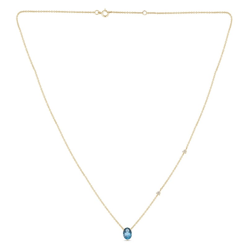 Collier Lou toi et moi pierre fine et diamant en or 18 carats