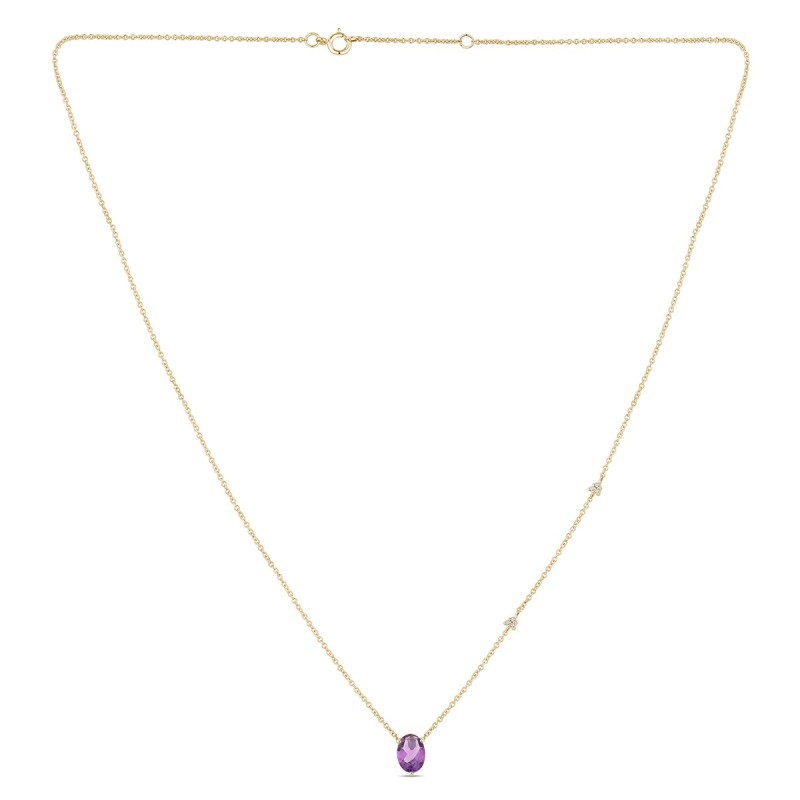 Collier Lou toi et moi pierre fine et diamant en or 18 carats