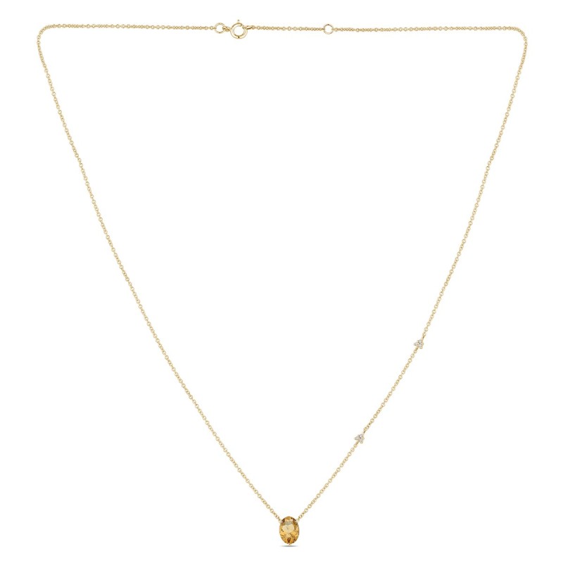 Collier Lou toi et moi pierre fine et diamant en or 18 carats