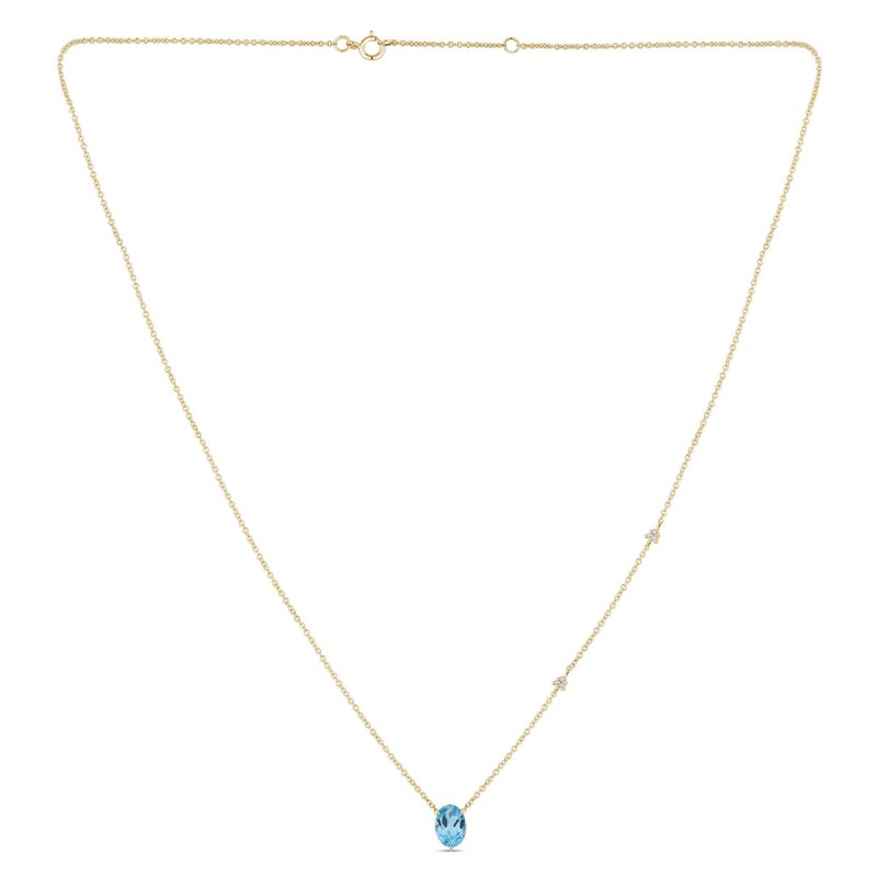 Collier Lou toi et moi pierre fine et diamant en or 18 carats