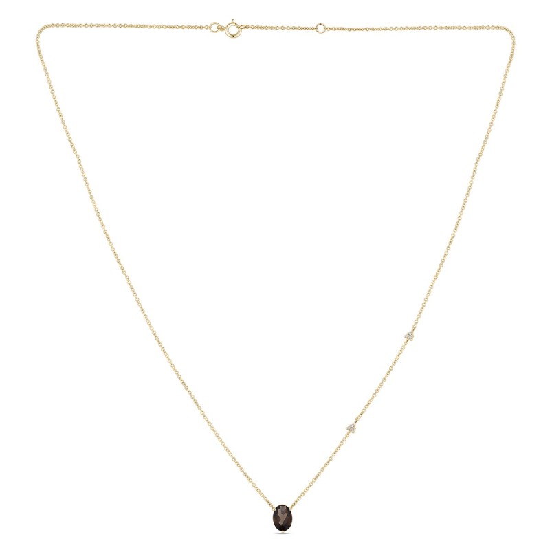 Collier Lou serti clos pierre fine et diamant en or 18 carats