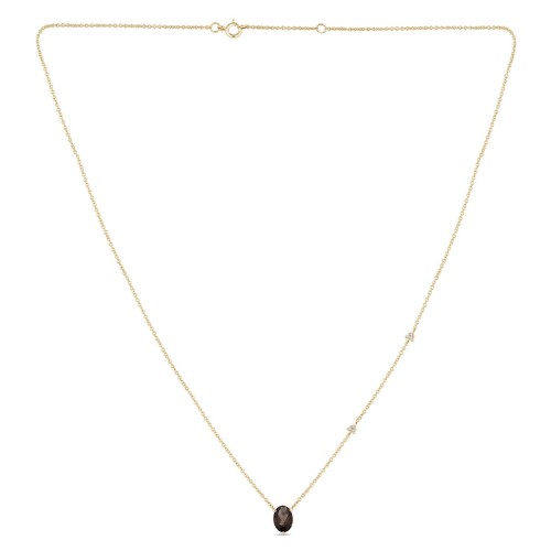 Collier Lou serti clos pierre fine et diamant en or 18 carats