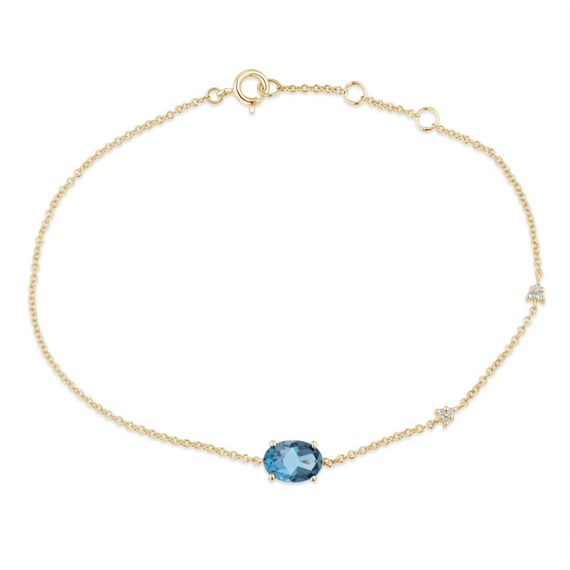 Bracelet Lou pierre fine et diamant en or 9 carats
