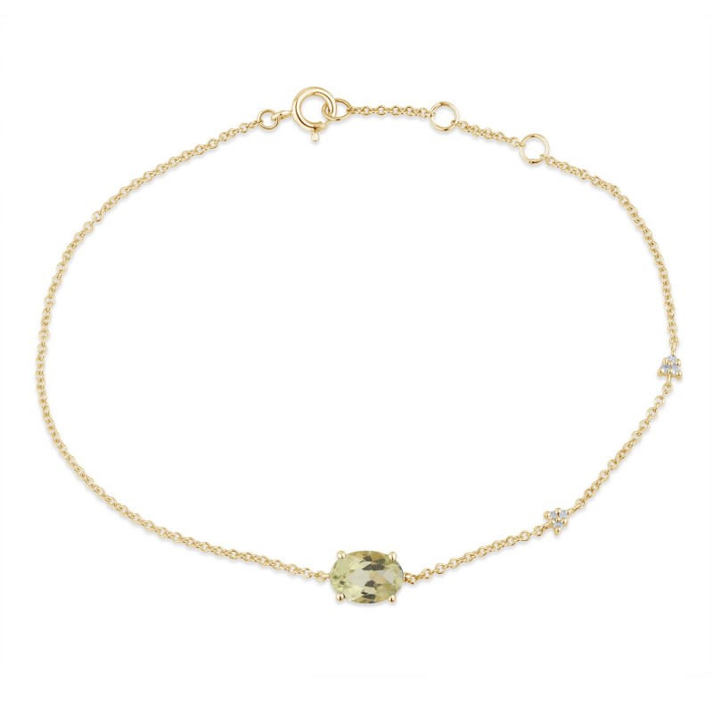 Bracelet Lou pierre fine et diamant en or 9 carats