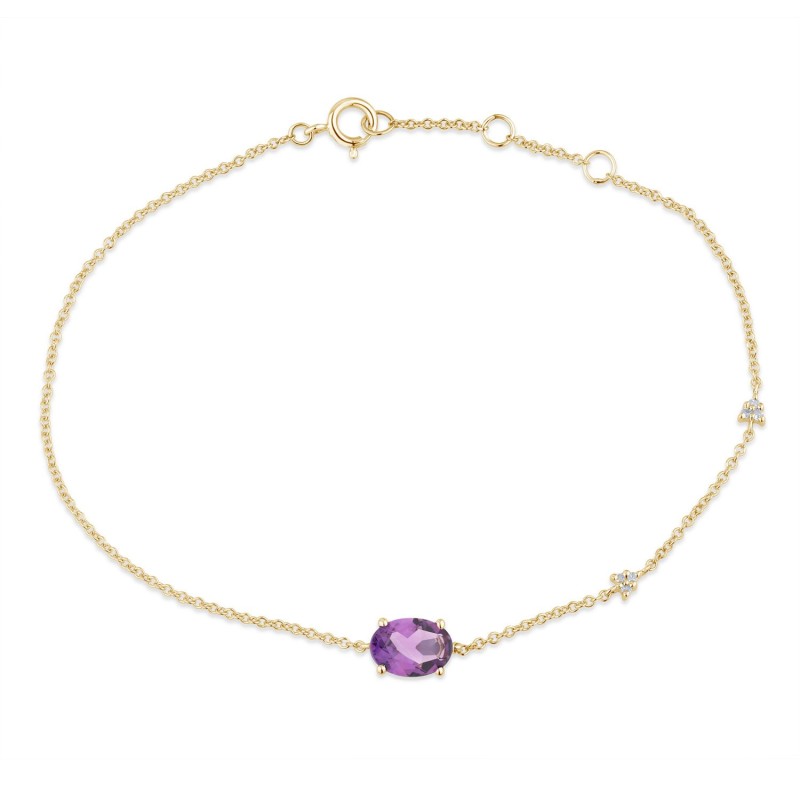 Bracelet Lou pierre fine et diamant en or 9 carats