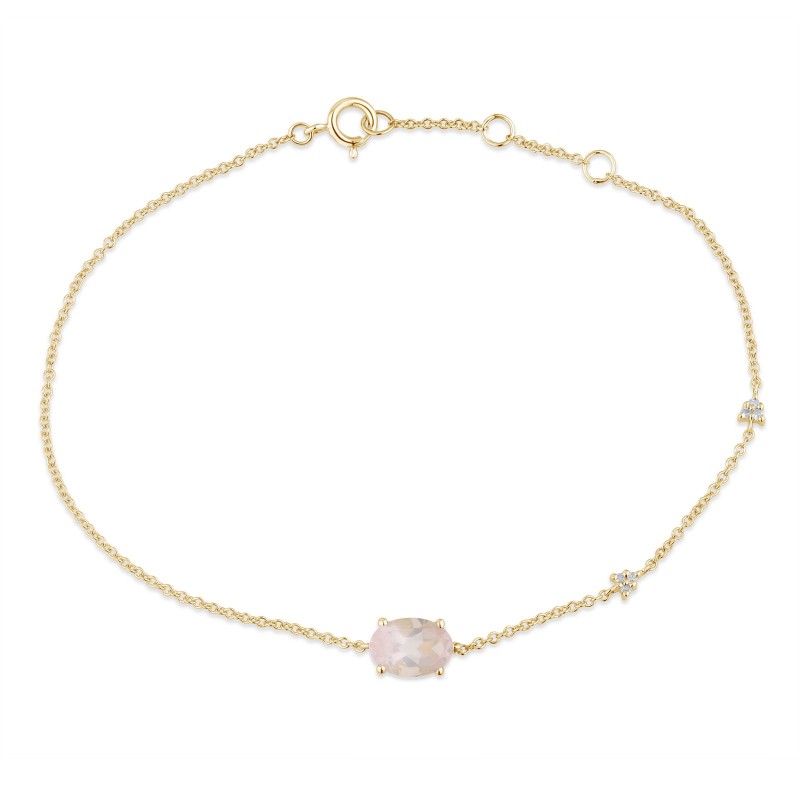 Bracelet Lou serti clos pierre fine et diamant en or 9 carats