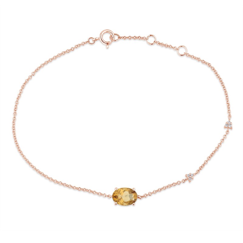 Bracelet Lou serti clos pierre fine et diamant en or 9 carats