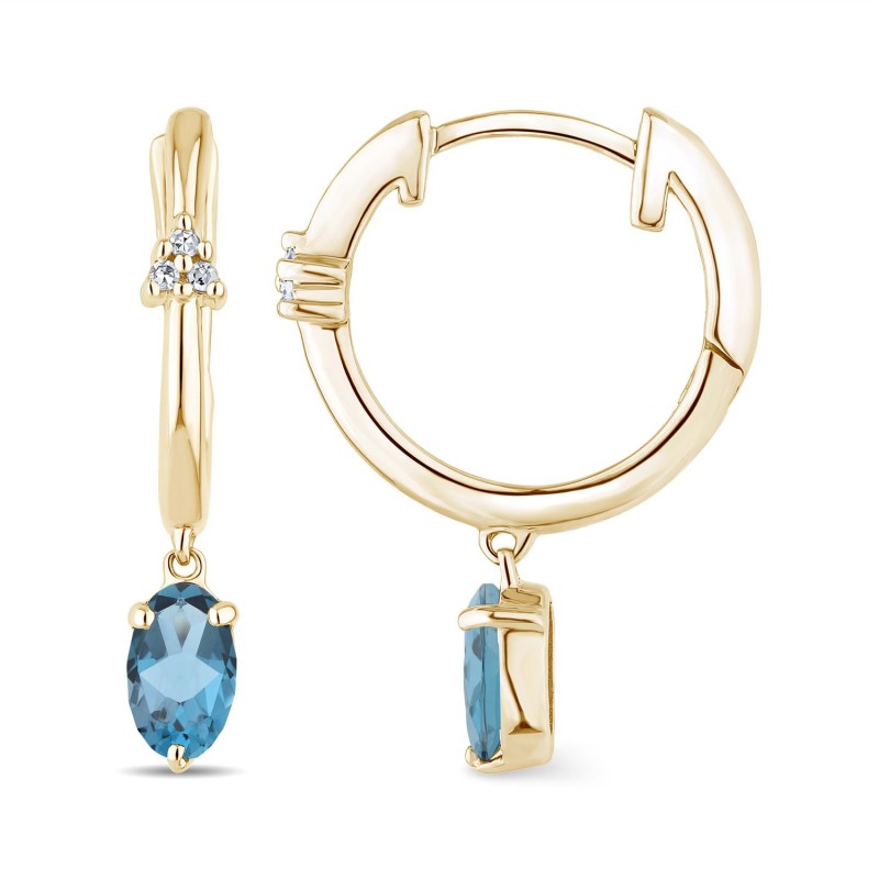 Boucles d'oreilles Lou pierre fine et diamant en or 9 carats