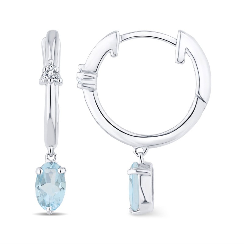 Boucles d'oreilles Lou pierre fine et diamant en or 9 carats