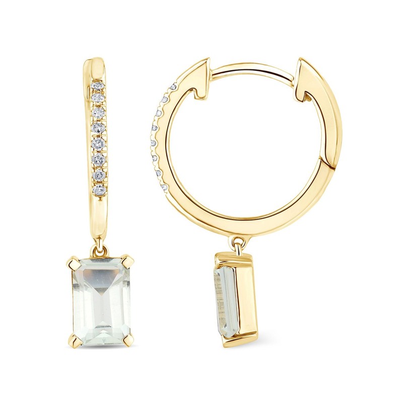 Boucles d'oreilles Lou pierre fine et émeraude en or 9 carats