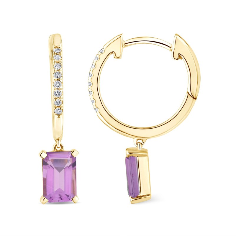 Boucles d'oreilles Lou pierre fine et émeraude en or 9 carats