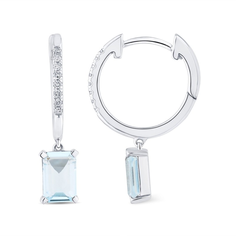 Boucles d'oreilles Lou pierre fine et diamant en or 9 carats