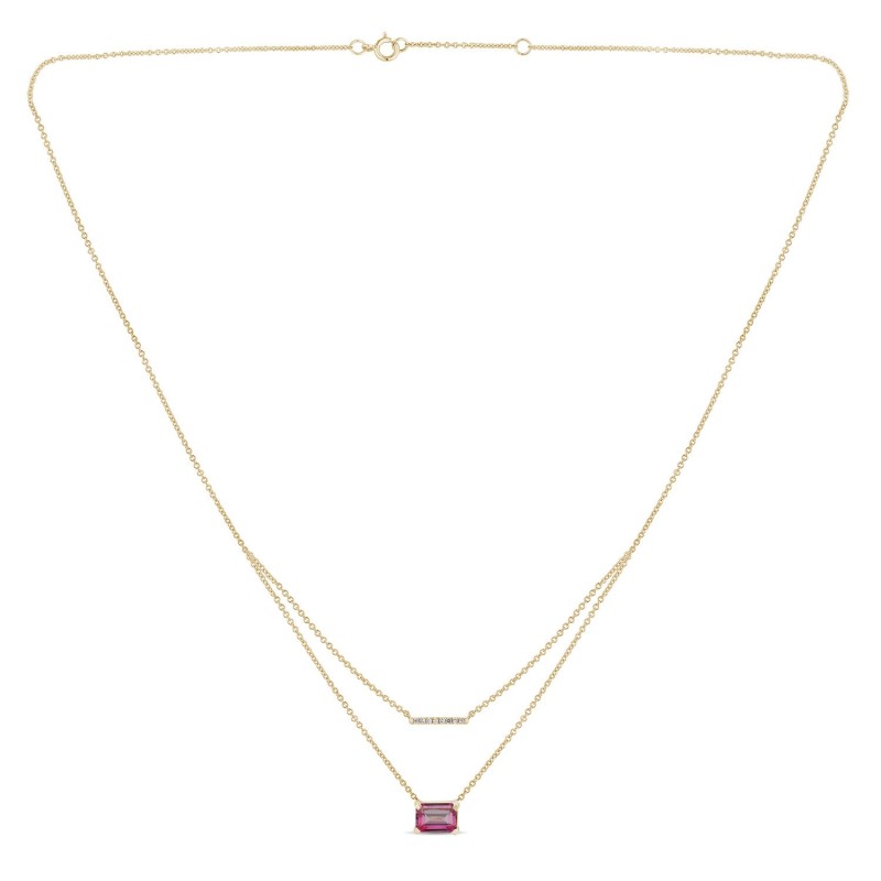 Collier Lou pierre fine et diamant en or 9 carats