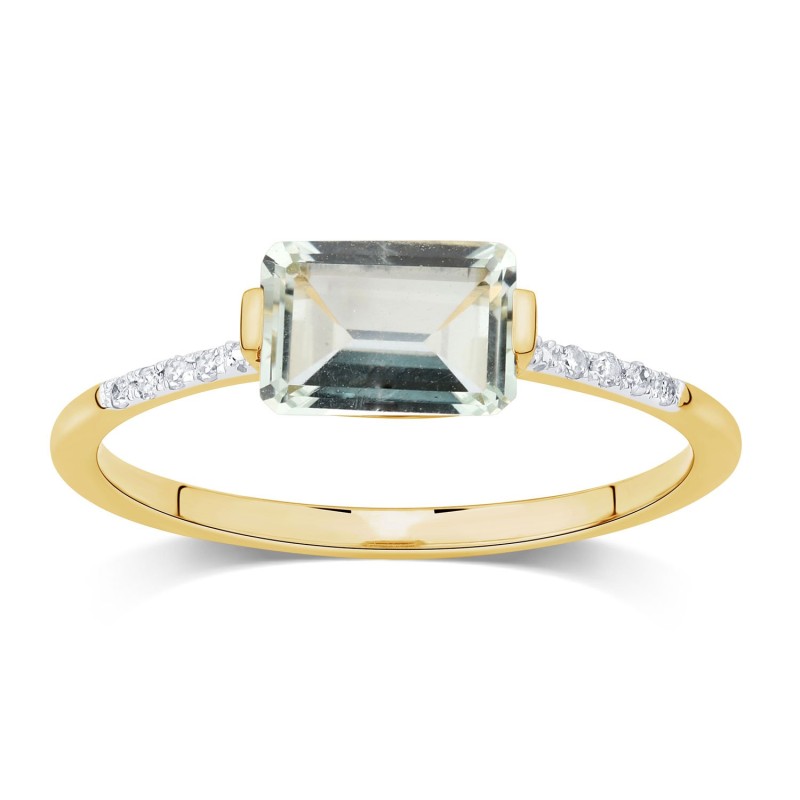 Bague Lou pierre fine et émeraude en or 9 carats