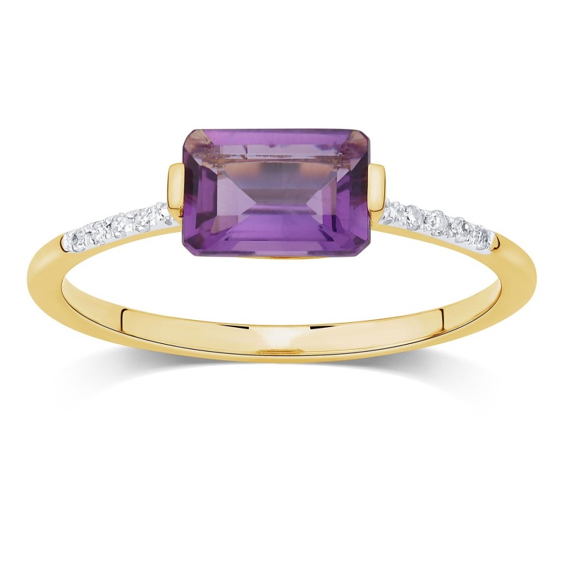 Bague Lou pierre fine et émeraude en or 9 carats