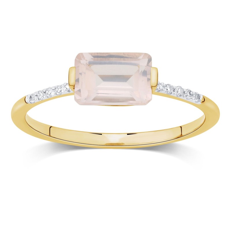 Bague Lou toi et moi pierre fine et diamant en or 9 carats