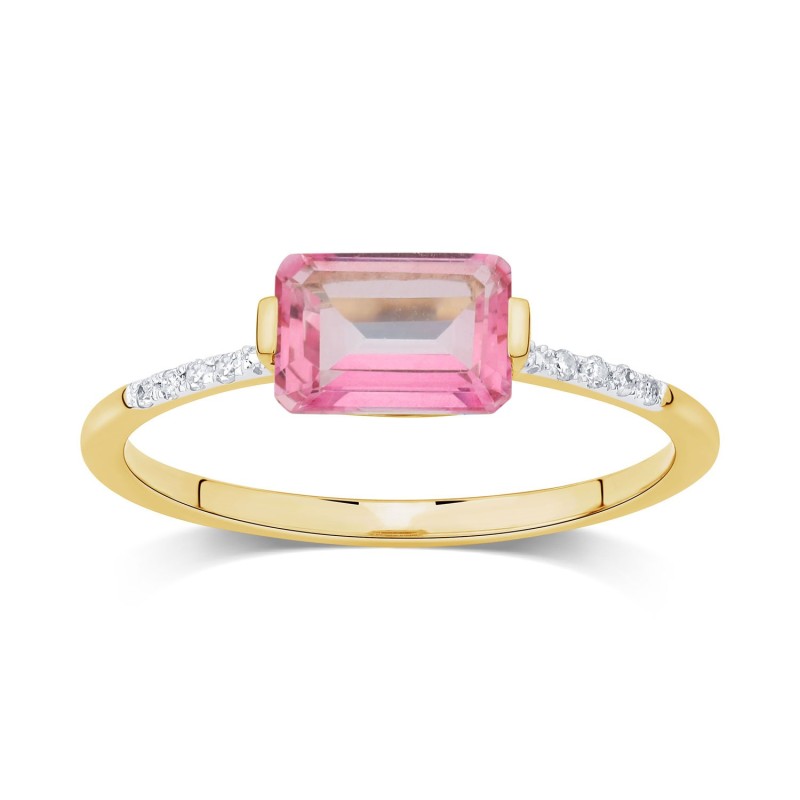 Bague Lou pierre fine et diamant en or 9 carats