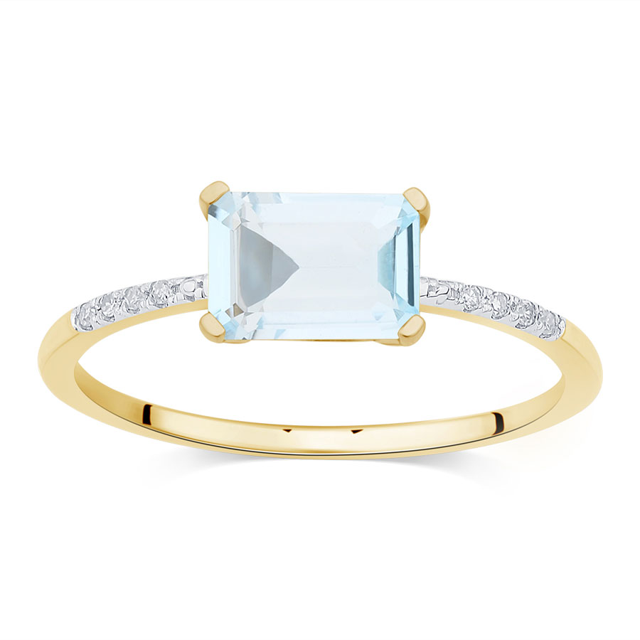 Bague Lou pierre fine et diamant en or 9 carats