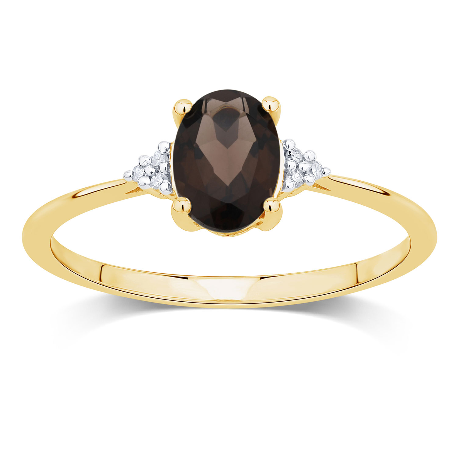 Bague Lou serti clos pierre fine et diamant en or 9 carats