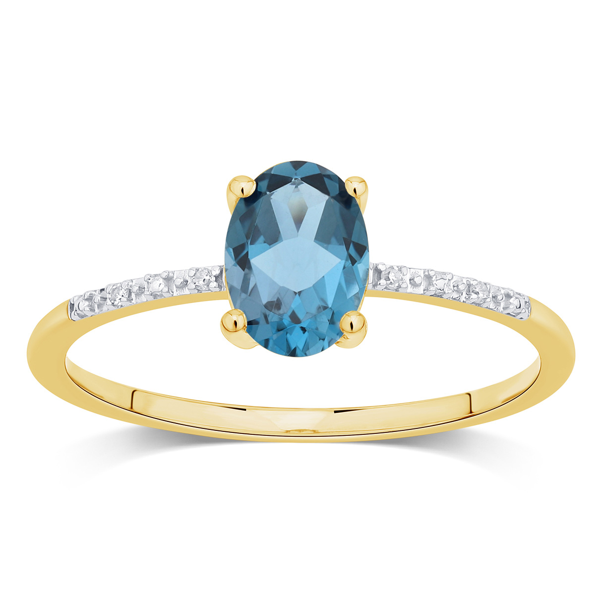 Bague Lou serti clos pierre fine et diamant en or 9 carats