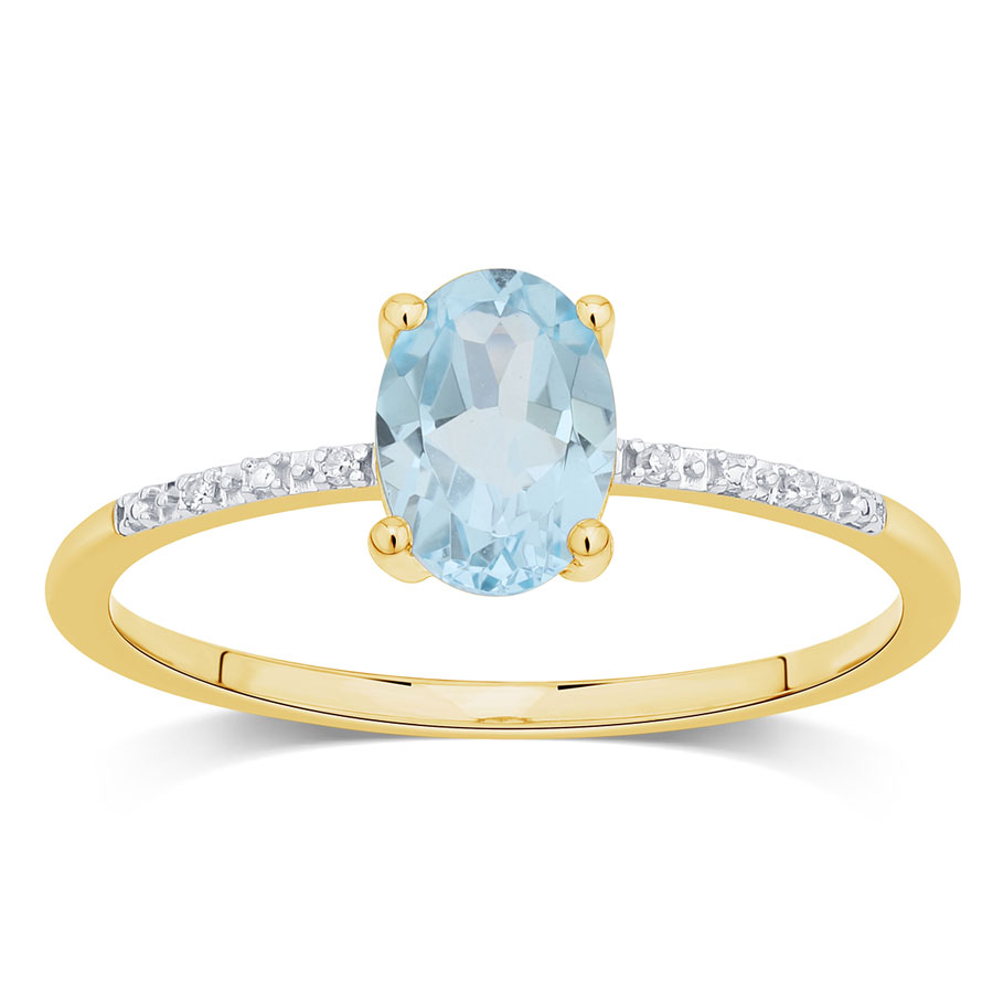 Bague Lou pierre fine et diamant en or 9 carats