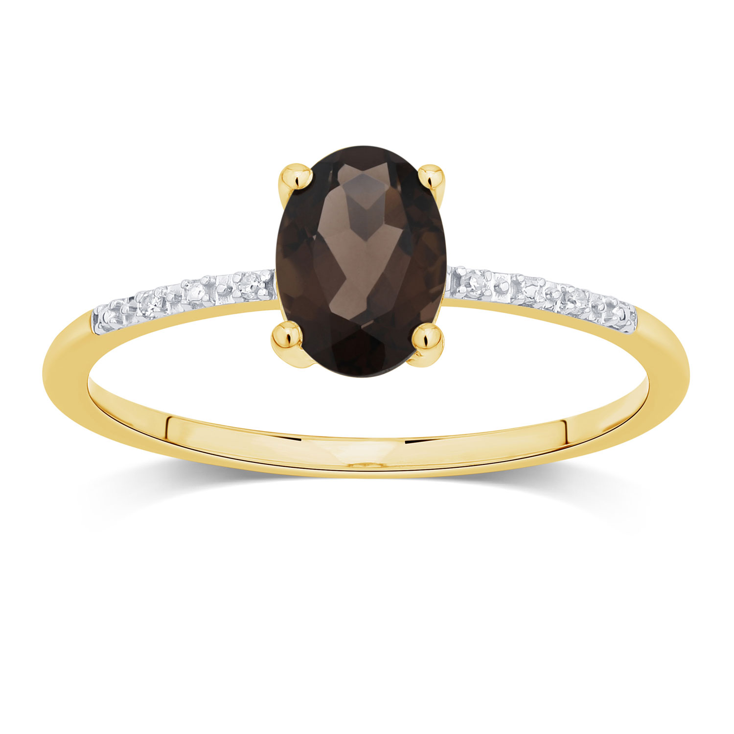 Bague Lou serti clos pierre fine et diamant en or 9 carats