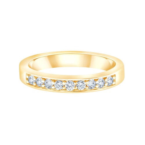 DEMI ALLIANCE EVIDENCE SERTI RAIL GRIFFES 9 DIAMANTS 0.25 CT