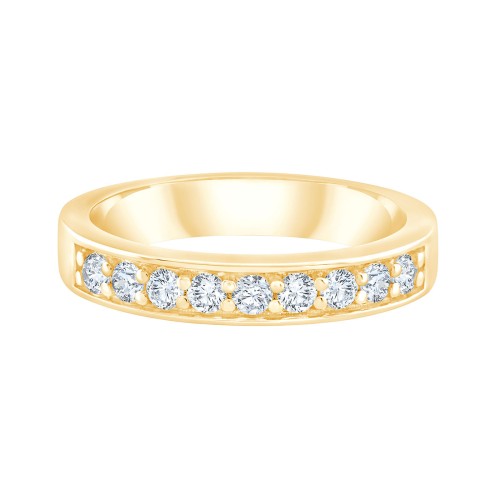 EVIDENCE HALF-ETERNITY RING CHANNEL AND PRONG SET 9 DIAMONDS 0.38 CT
