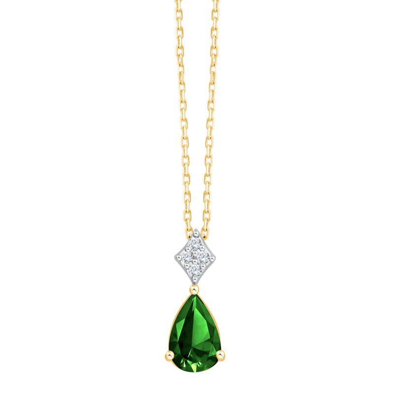 COLLIER GEORGIE EMERAUDE ET DIAMANT