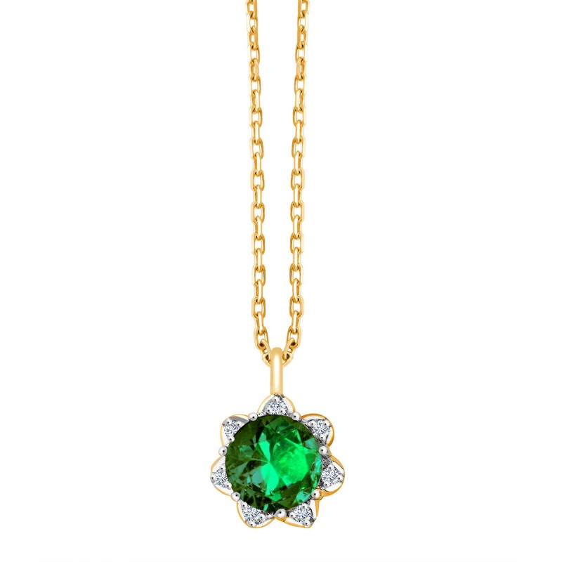 COLLIER JORDANA ÉMERAUDE ET DIAMANT
