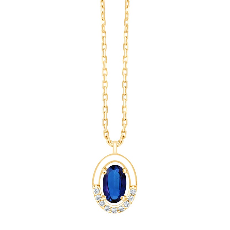 COLLIER LEILA SAPHIR ET DIAMANT