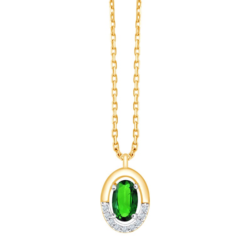 COLLIER LEILA ÉMERAUDE ET DIAMANT
