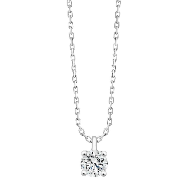 4-prong 0.15 ct white gold and lab-grown diamond necklace