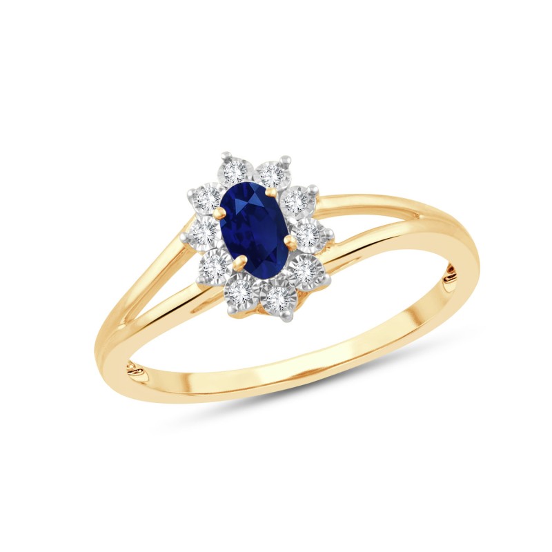 SAPPHIRE AND DIAMOND RING W7/R10