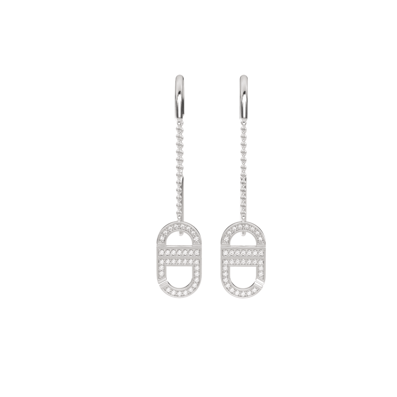 Boucles d'oreilles La Villa longues petit modèle pavé diamants