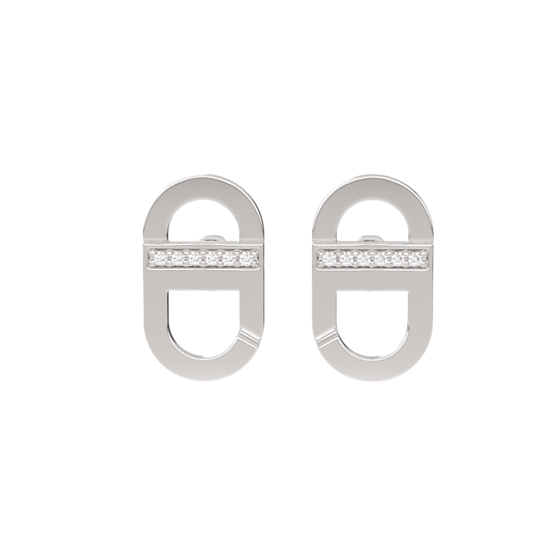 Boucles d'oreilles La Villa grand modèle puce barre diamant