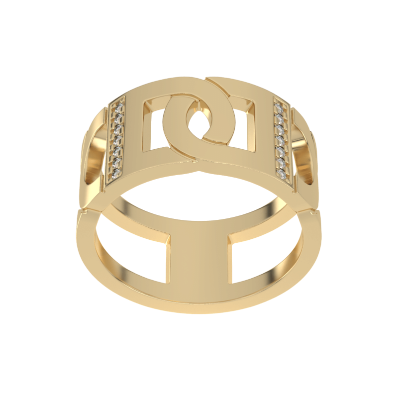 Bague La Villa grand modèle barre diamant